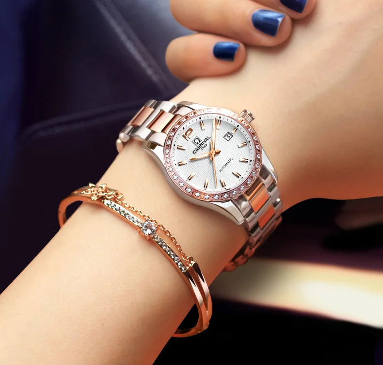 Luxury Automatic Movement Waterproof Wristwatches for Women