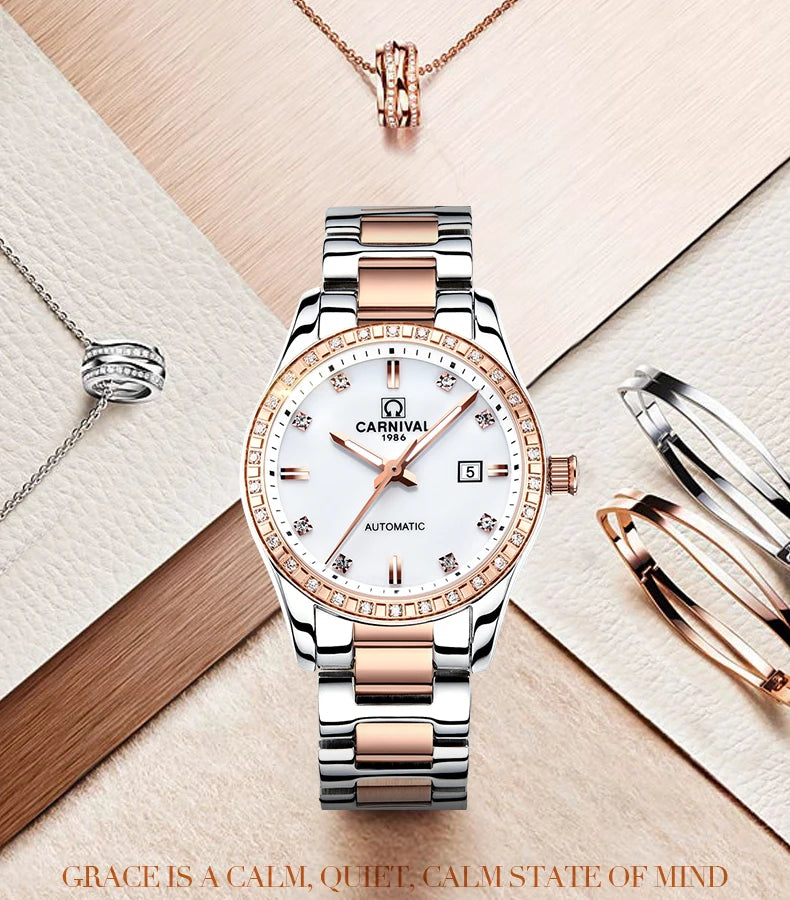 Luxury Automatic Movement Waterproof Wristwatches for Women