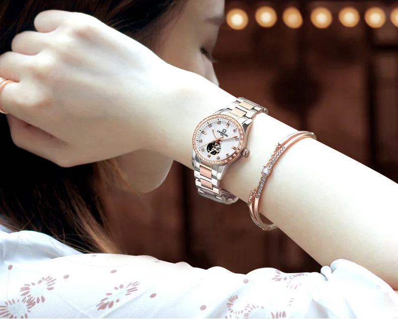 Luxury Automatic Movement Waterproof Wristwatches for Women