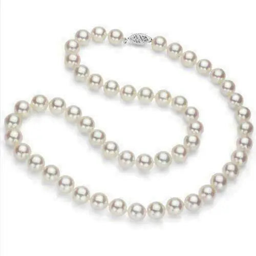 White Pearl Necklace for Women with 14K Gold Clasp