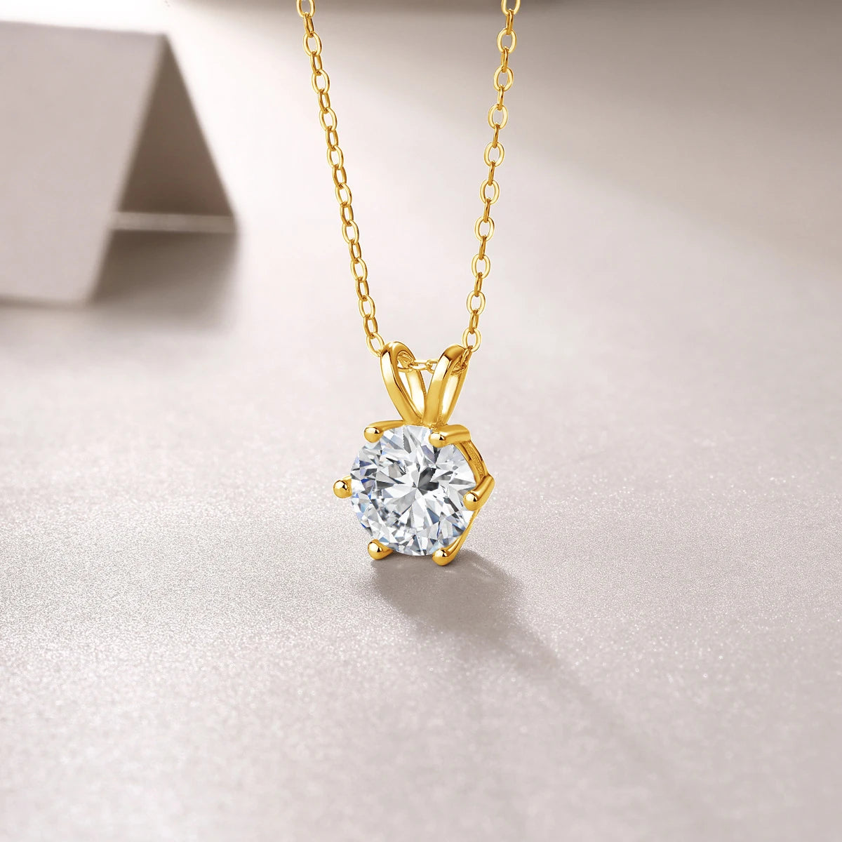 14K Gold Moissanite Diamond Pendant Necklaces for Women