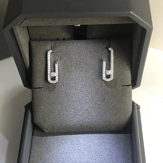 Luxury Silver Diamond Dangle Earrings for Women