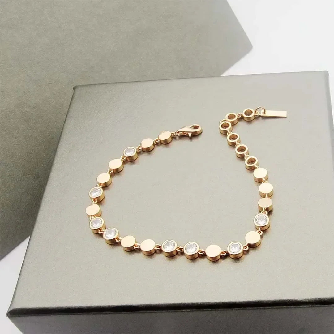 Luxury Silver/Gold Round Diamond Bracelet for Women