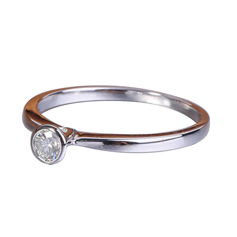 Silver Round Moissanite Diamond Ring for Women