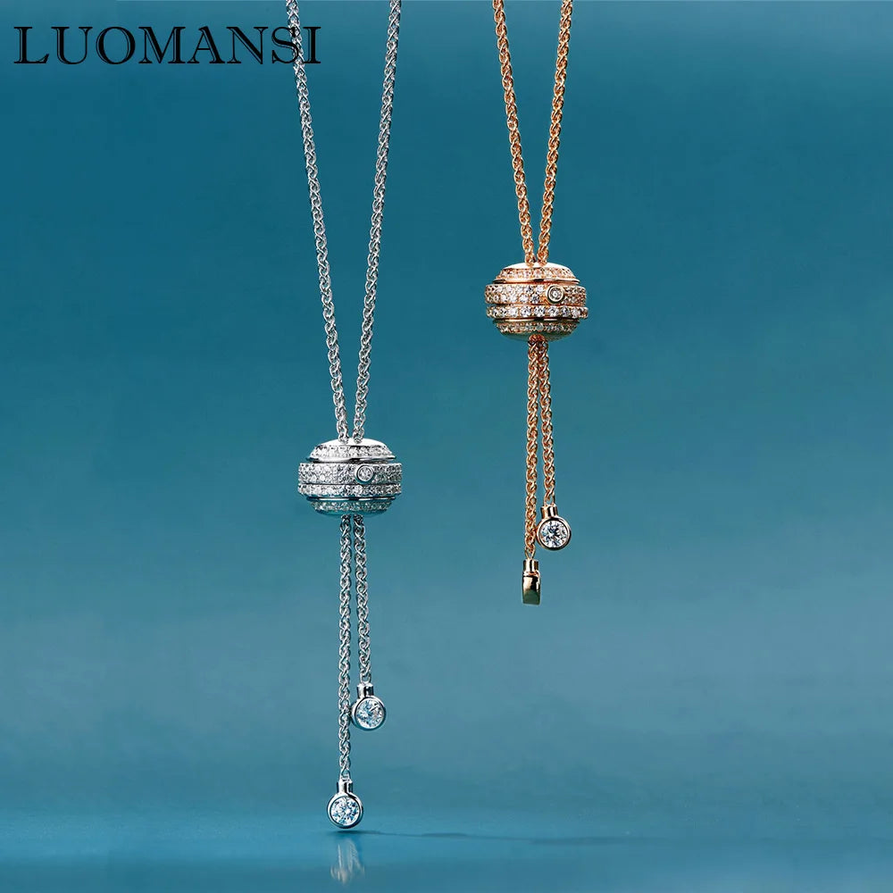 Silver or Rose Gold Diamond Long Pendant Necklace for Women