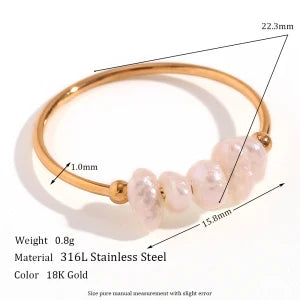 Gold Plated Ring with Freshwater Pearls for Women