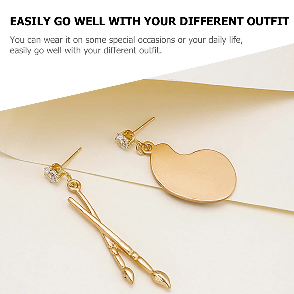 Painter Brush and Palette Drop Artist Earrings with Crystal Stones