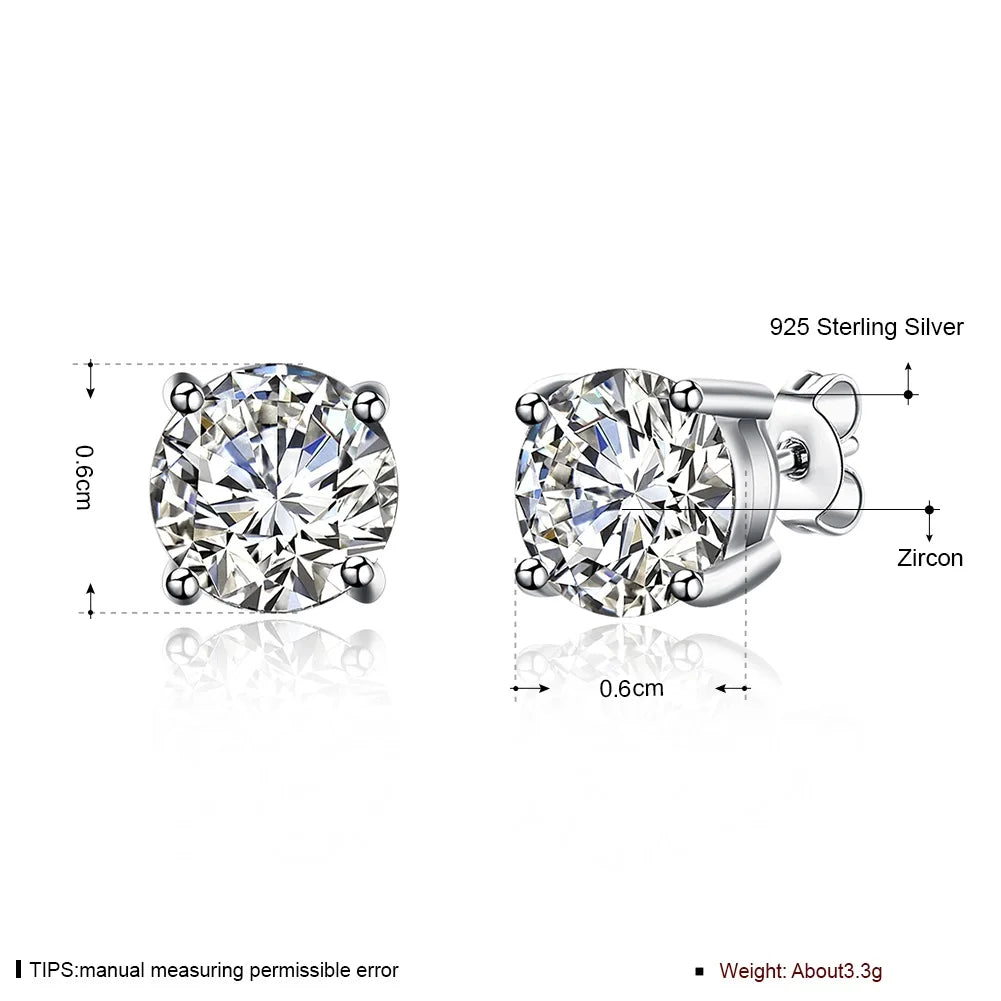 Silver Zircon Stud Earrings for Women