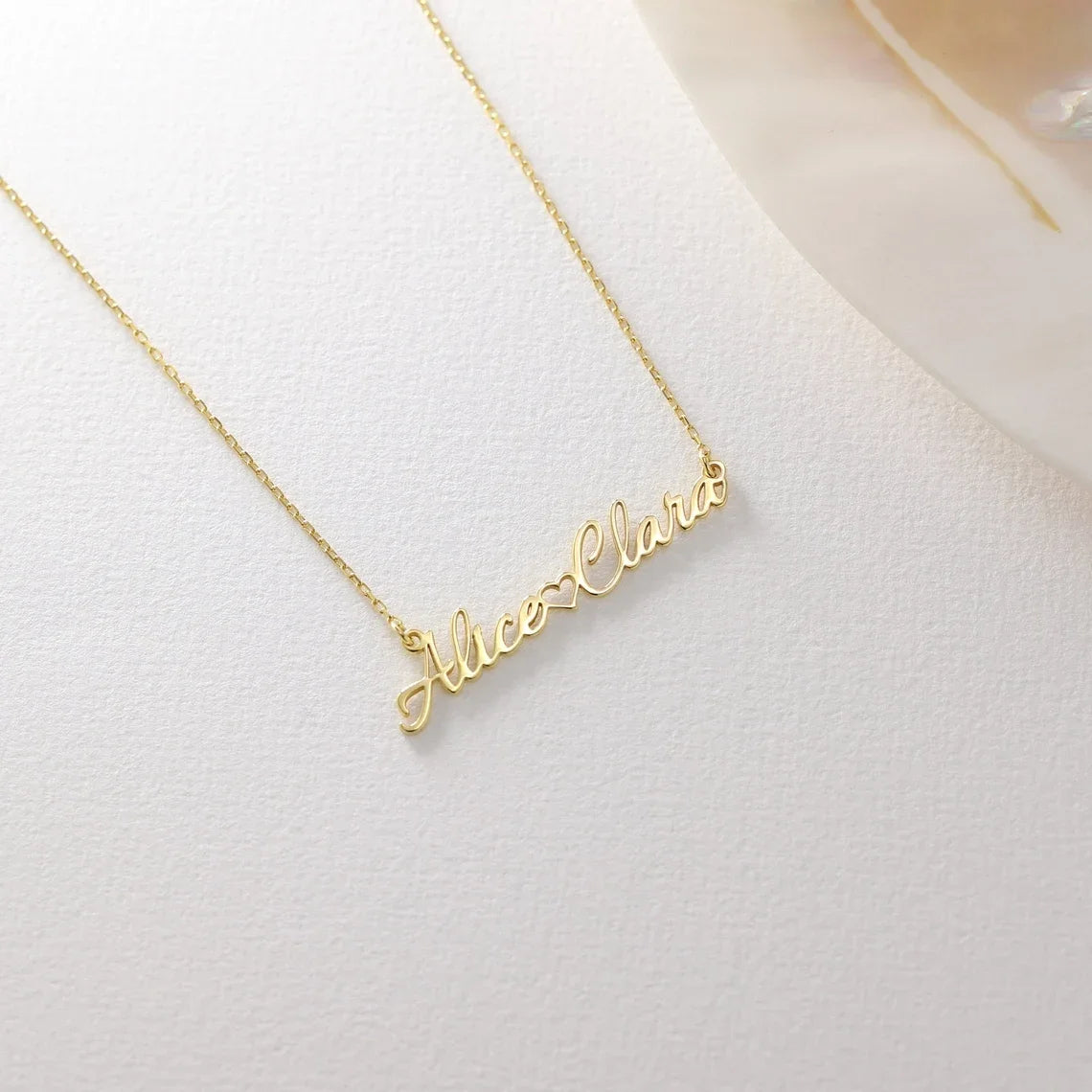 Custom Personalized Double Name Necklace with Heart for Women