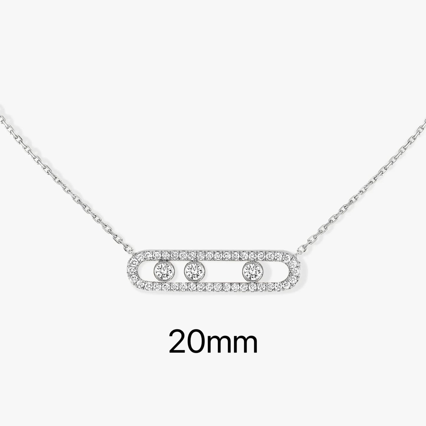 Silver or Gold Three Zircon Balls Moving in Oval Pendant Necklaces for Women