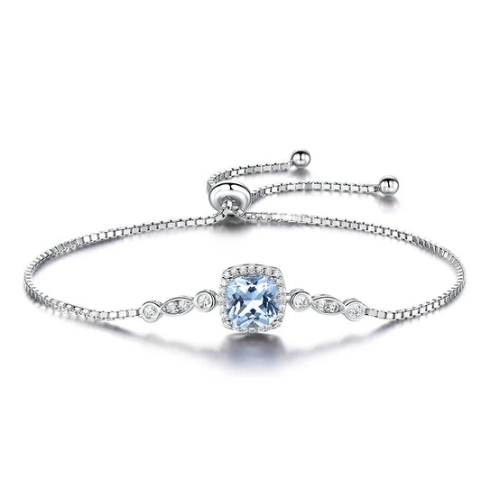 Silver Bracelet with White and Blue Stones for Women