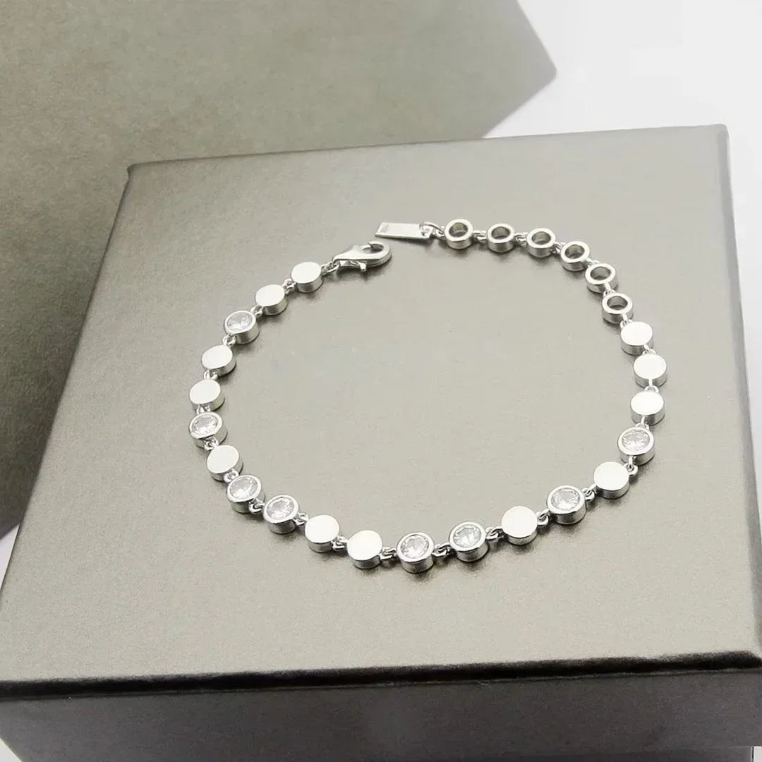Luxury Silver/Gold Round Diamond Bracelet for Women