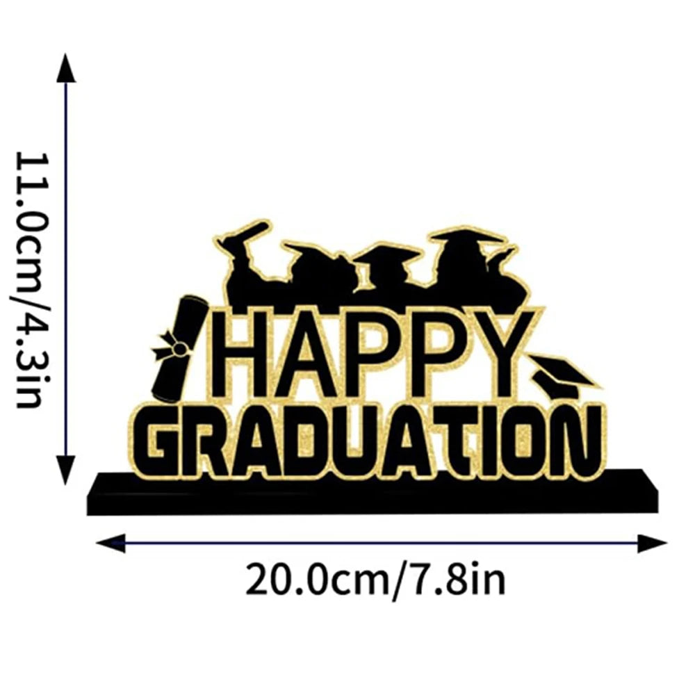 "Happy Graduation" Gold & Black Graduation Table/Shelf/Desk Centerpiece