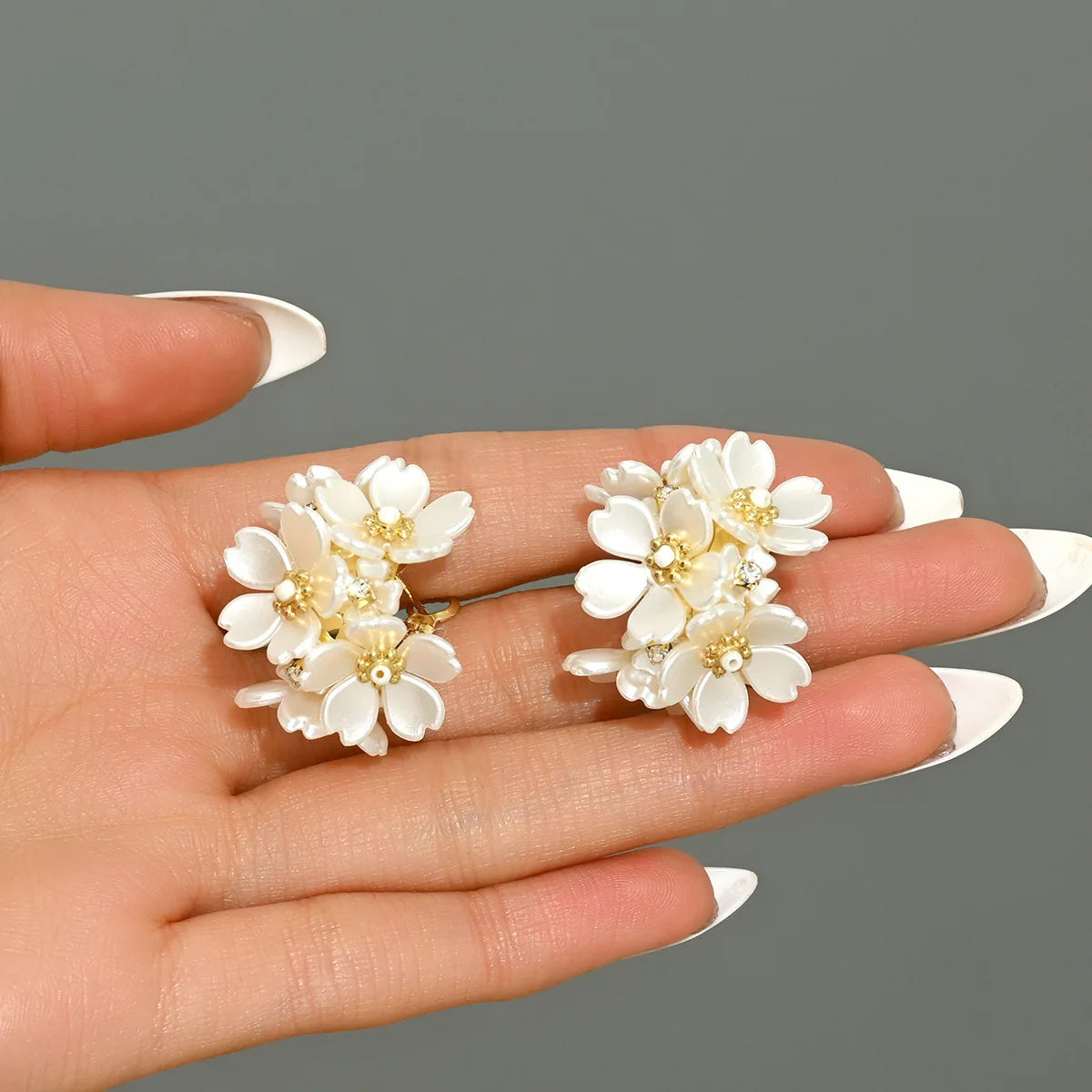 Diamond Studded Flower Dangle Earrings for Women