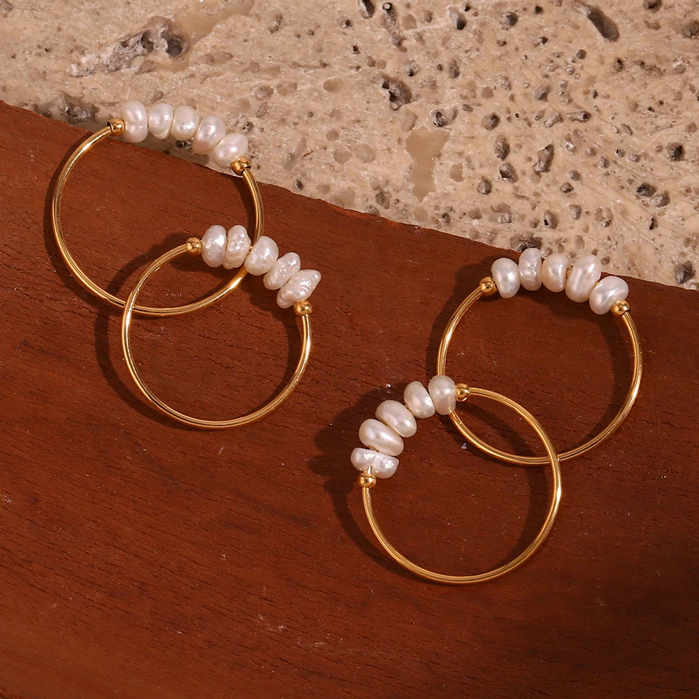 Gold Plated Ring with Freshwater Pearls for Women