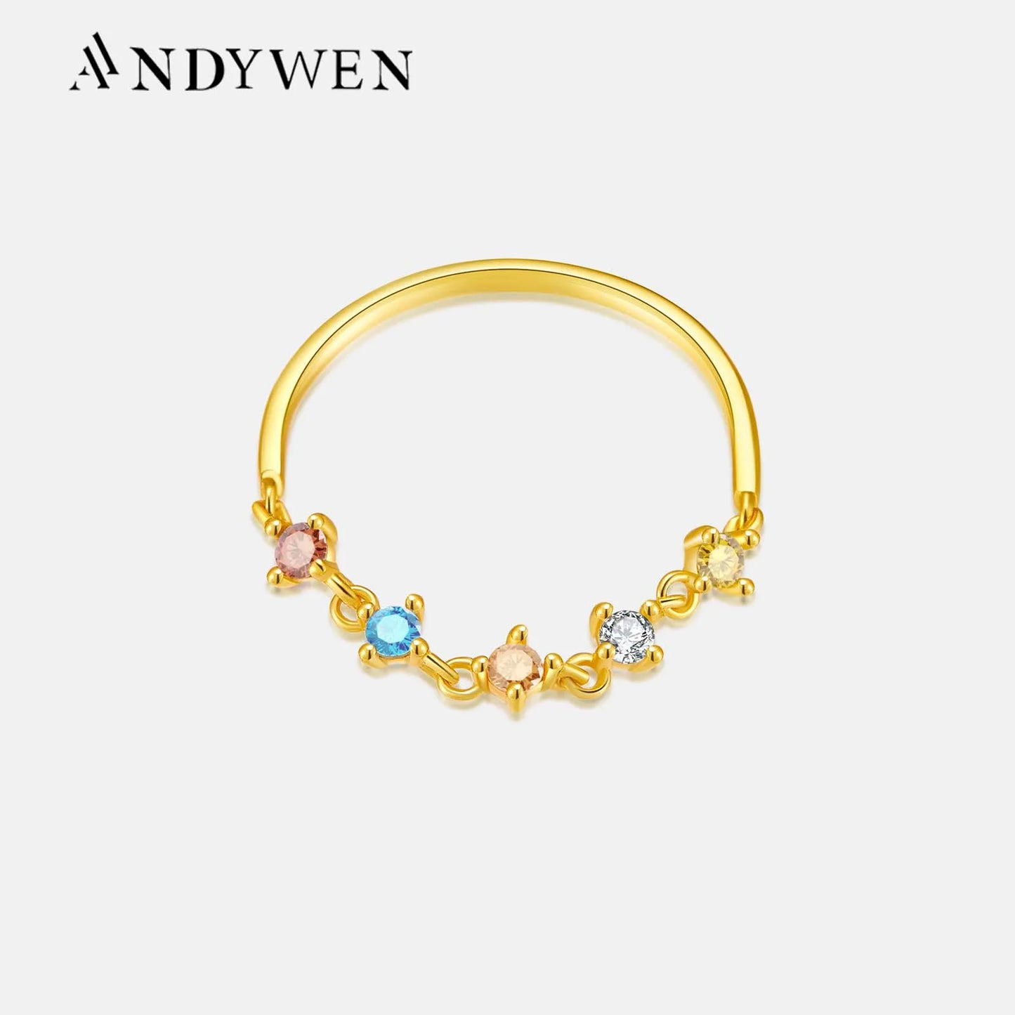 Silver Gold Zircon Rings for Women