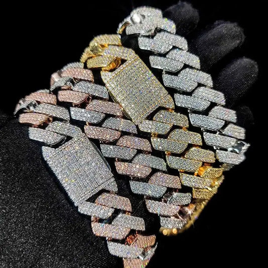 Iced Cubic Zirconia Link Bracelet for Men