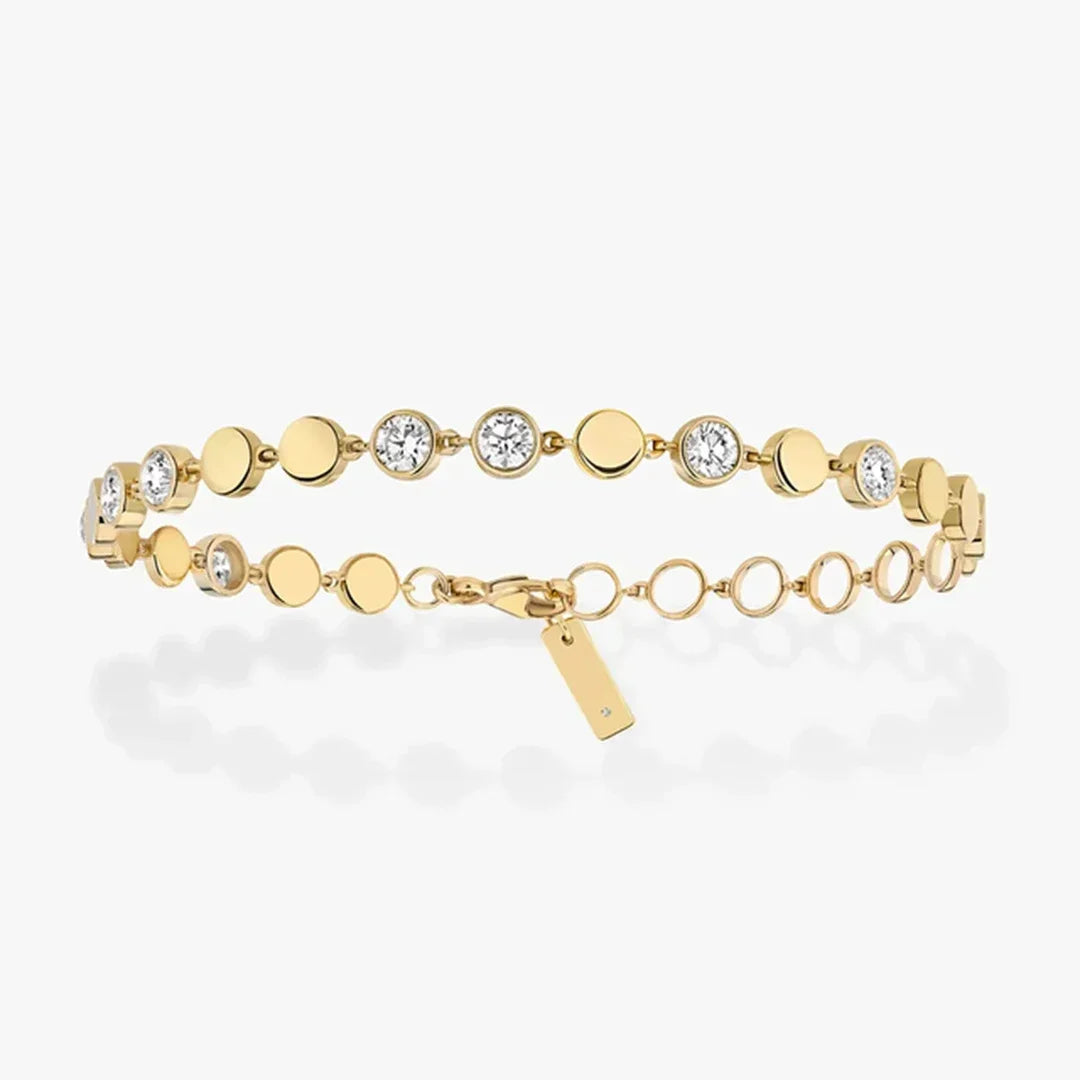 Luxury Silver/Gold Round Diamond Bracelet for Women