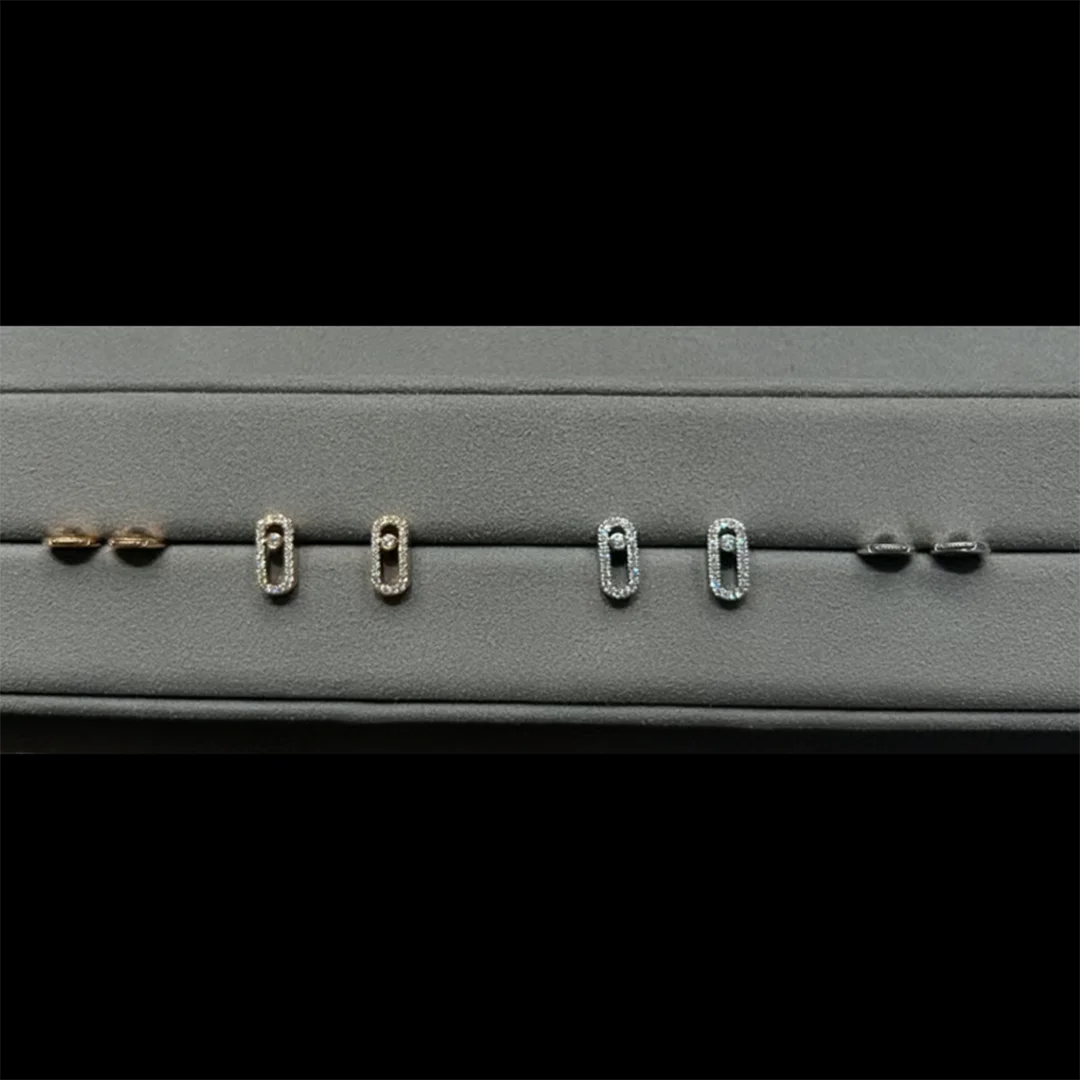 Silver or Gold Zirconia Diamond Sliding Stud Earrings for Women