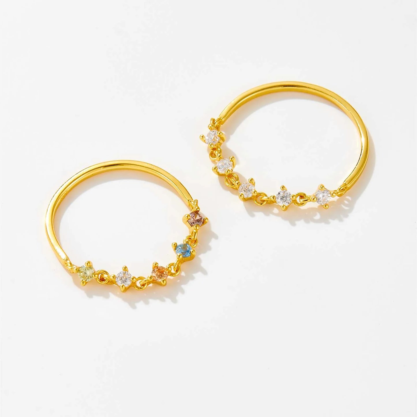 Silver Gold Zircon Rings for Women