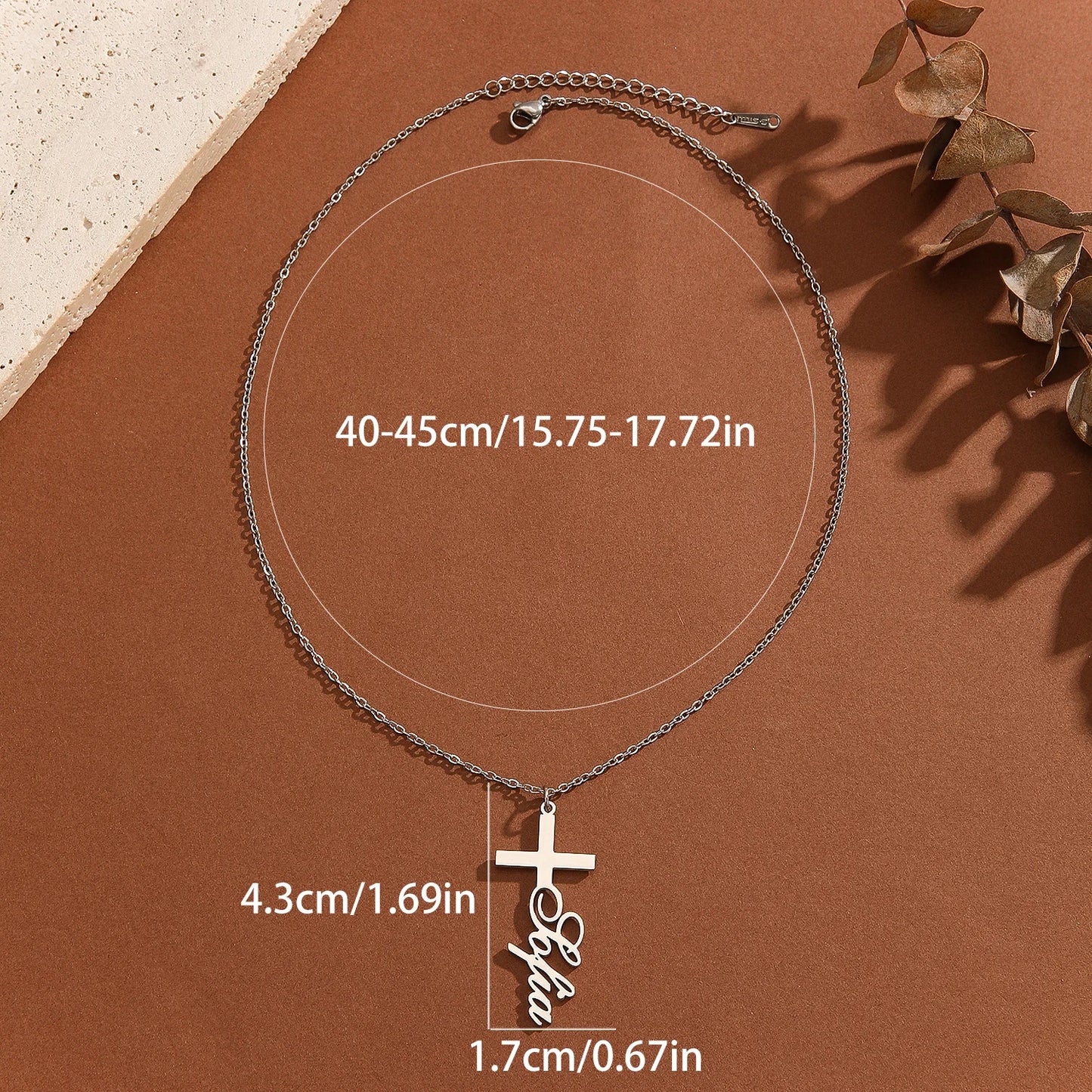 Custom Personalized Name On Cross Pendant Necklace for Women