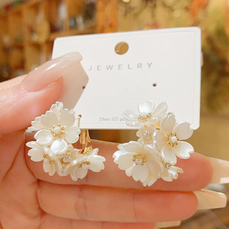 Diamond Studded Flower Dangle Earrings for Women