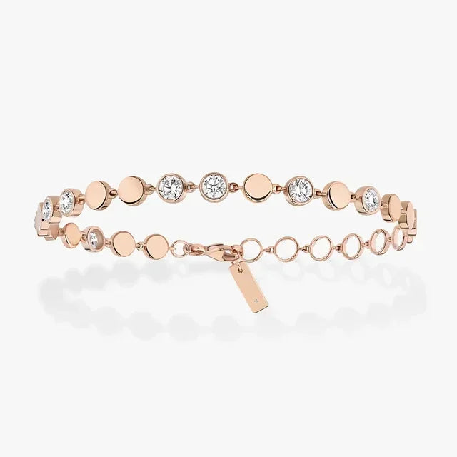 Luxury Silver/Gold Round Diamond Bracelet for Women