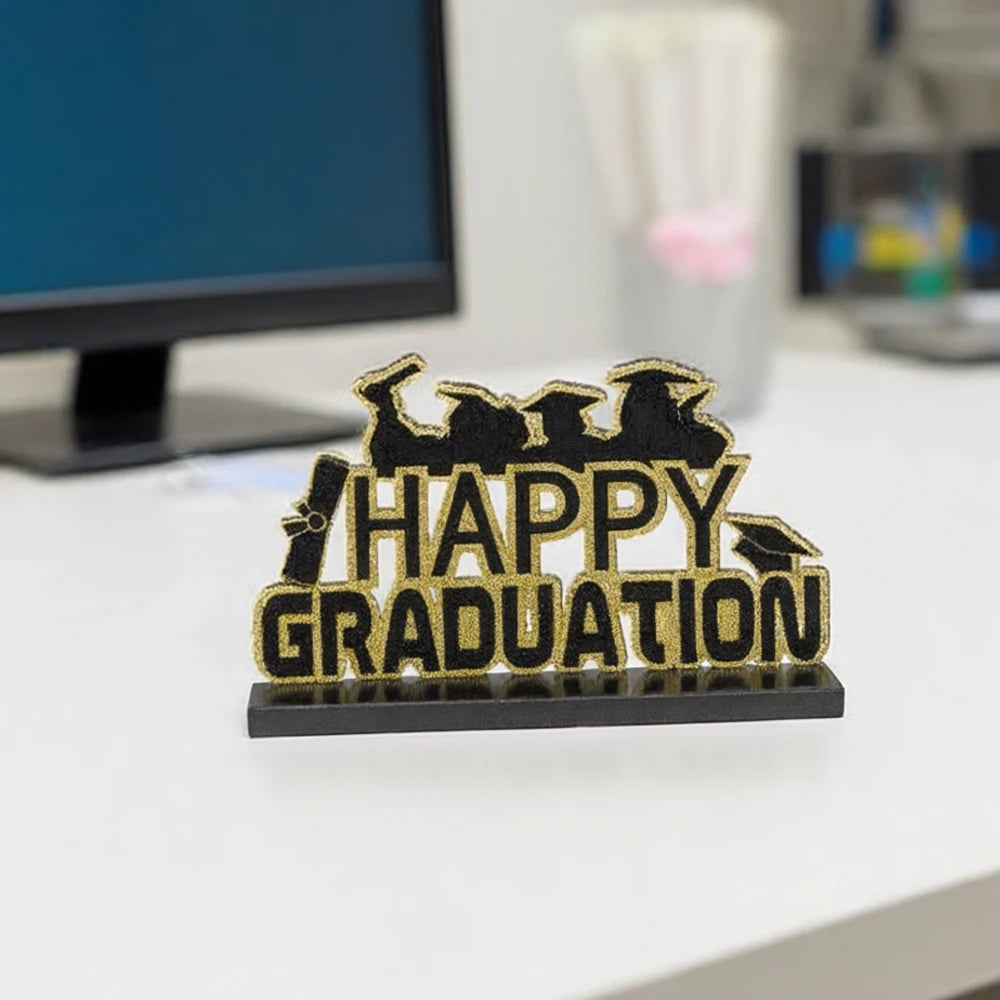 "Happy Graduation" Gold & Black Graduation Table/Shelf/Desk Centerpiece