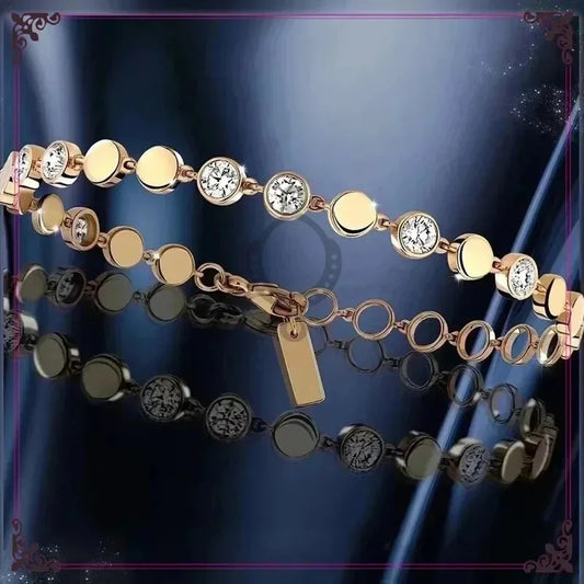Luxury Silver/Gold Round Diamond Bracelet for Women