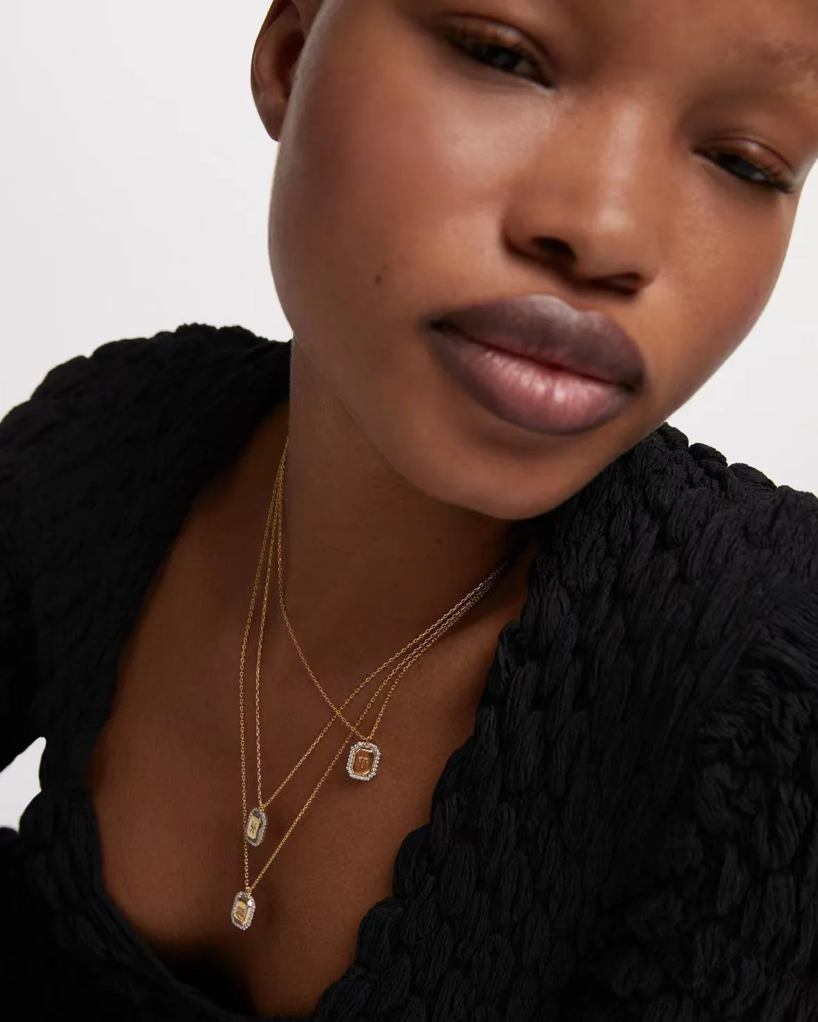 Zodiac Inlaid White Zircon Gold Square Pendant Necklace