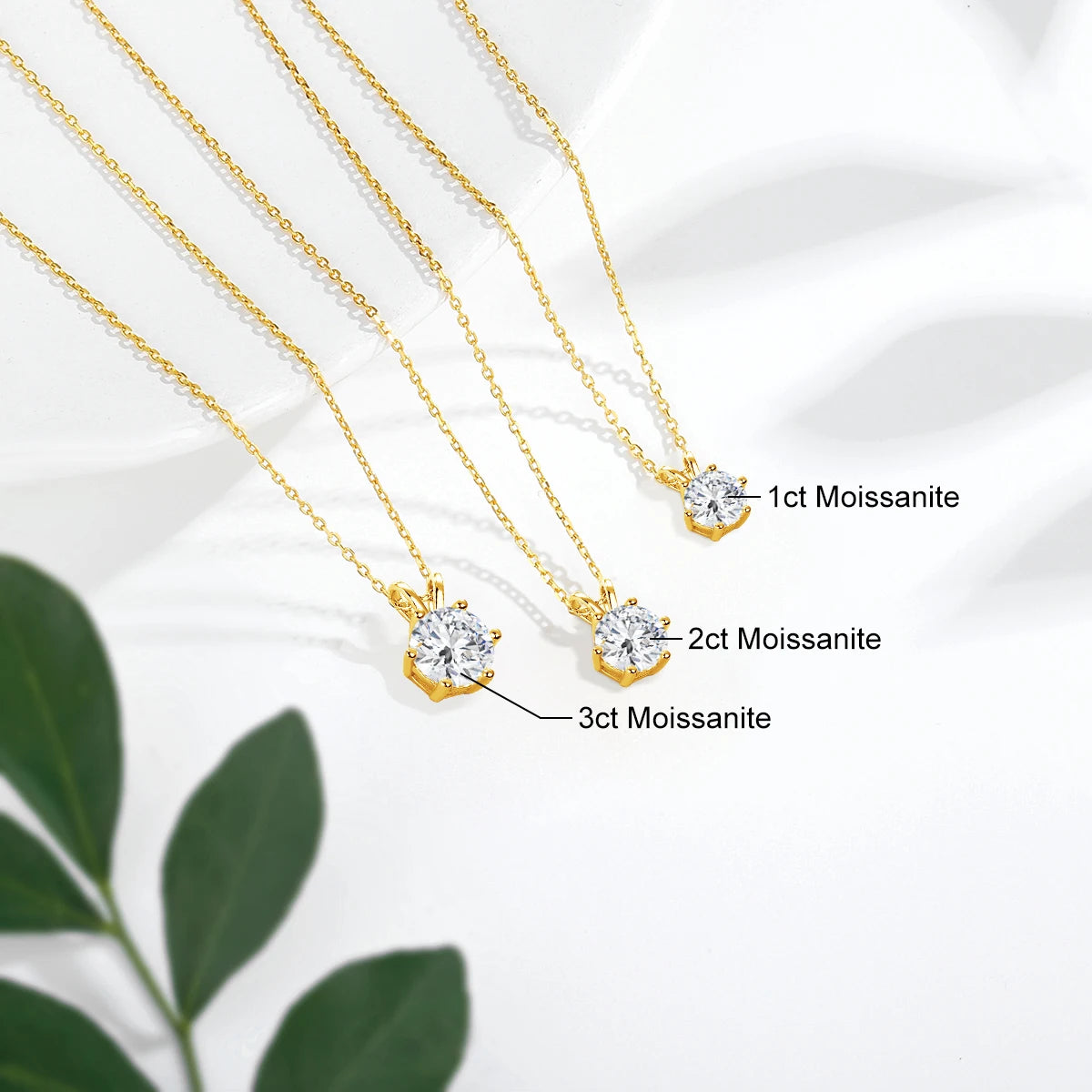14K Gold Moissanite Diamond Pendant Necklaces for Women