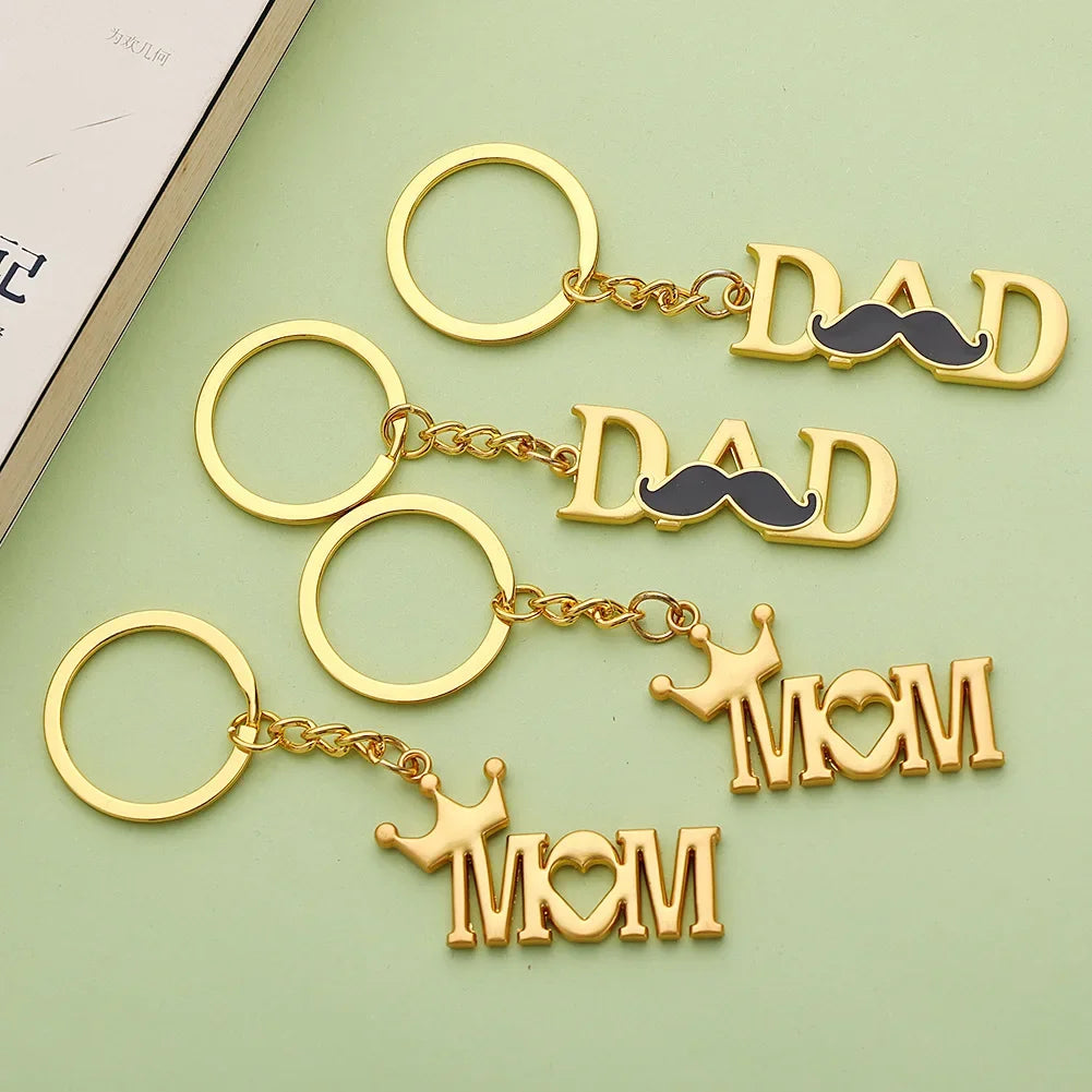 "MOM/DAD" Keychains (MOM with Crown/DAD with Moustache)