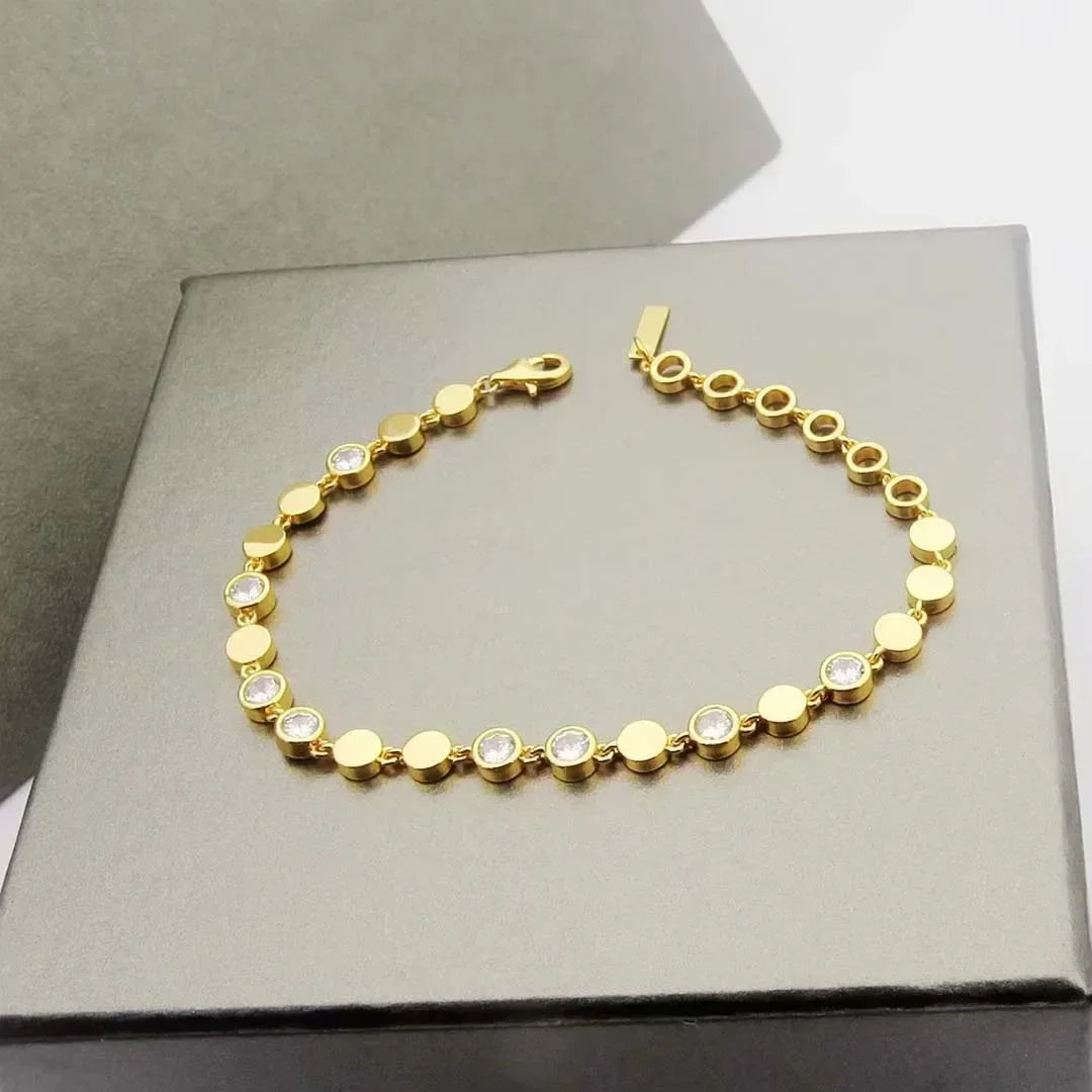 Luxury Silver/Gold Round Diamond Bracelet for Women