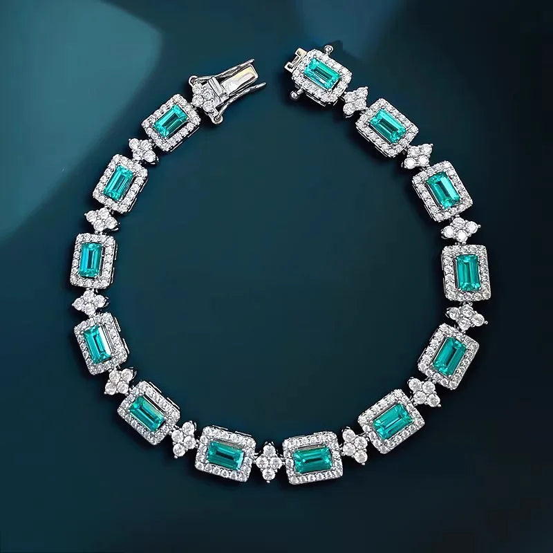 14K White Gold Diamond Zircon Bracelet for Women