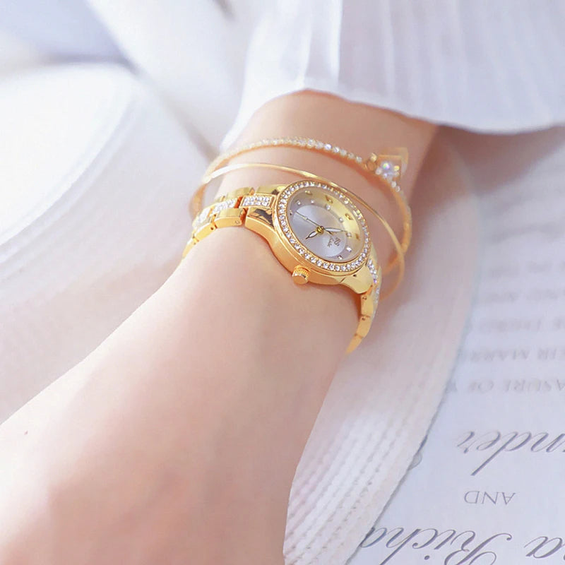 Quartz Clock Luxury Silver Gold Wristwatches for Women