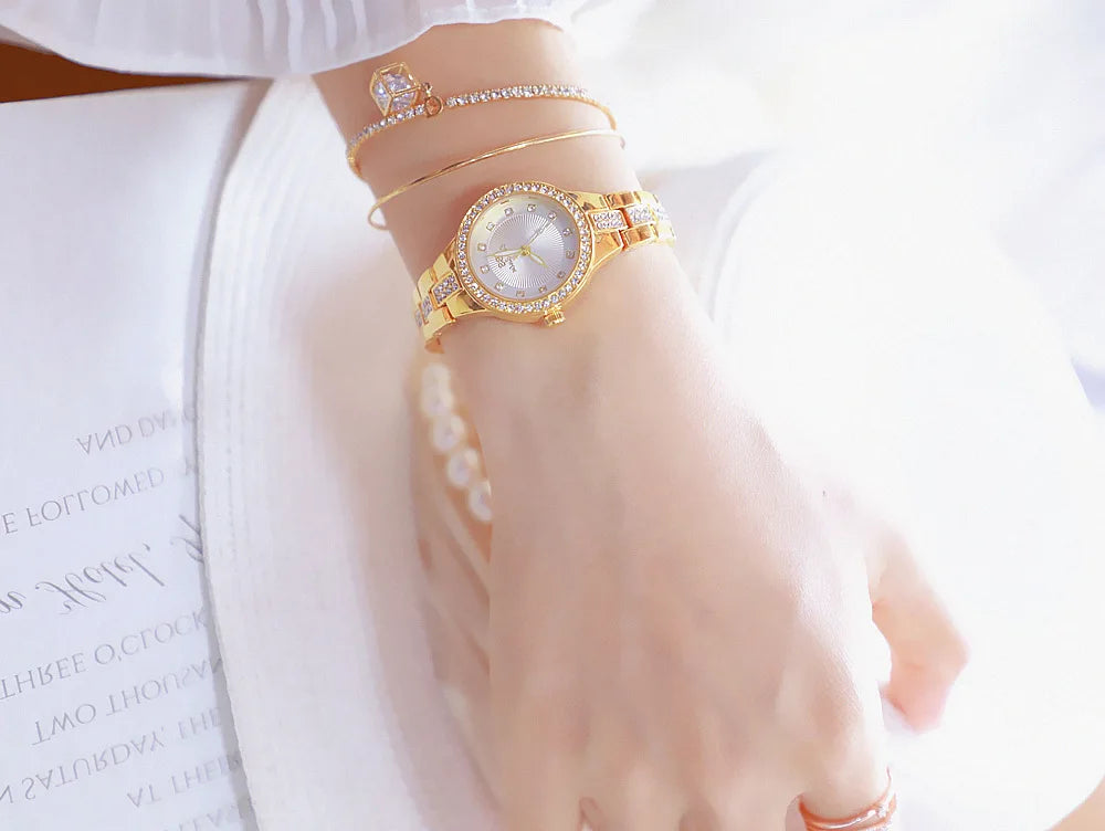 Quartz Clock Luxury Silver Gold Wristwatches for Women