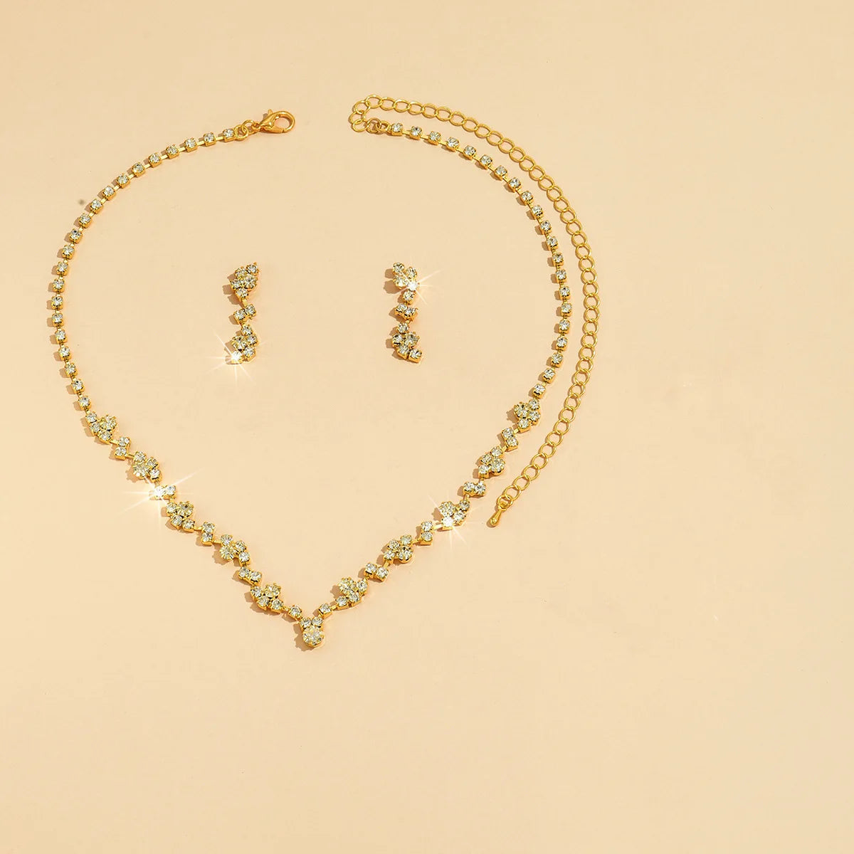 Elegant Diamond Necklace Earrings Set for Women