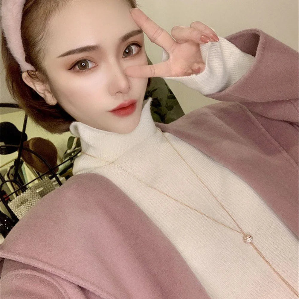 Silver or Rose Gold Diamond Long Pendant Necklace for Women