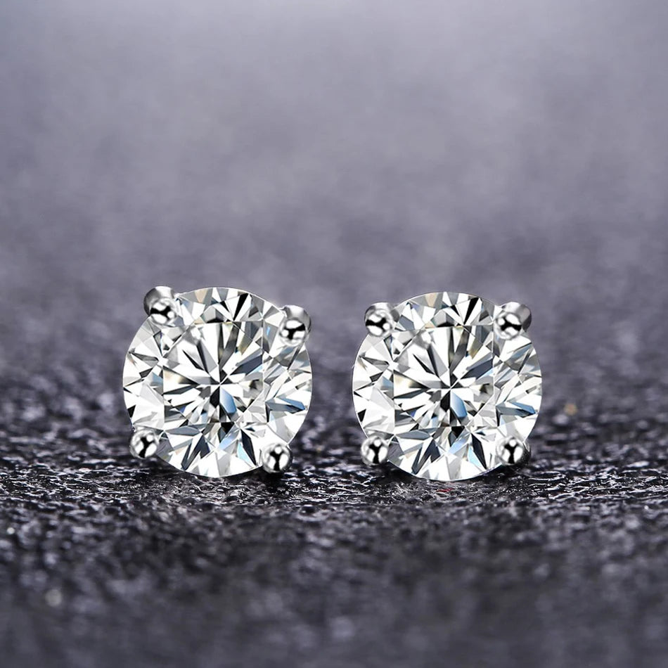Silver Zircon Stud Earrings for Women