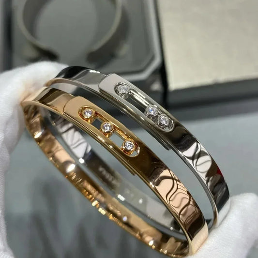 Luxury Three Sliding Diamond Bangle Bracelets for Women
