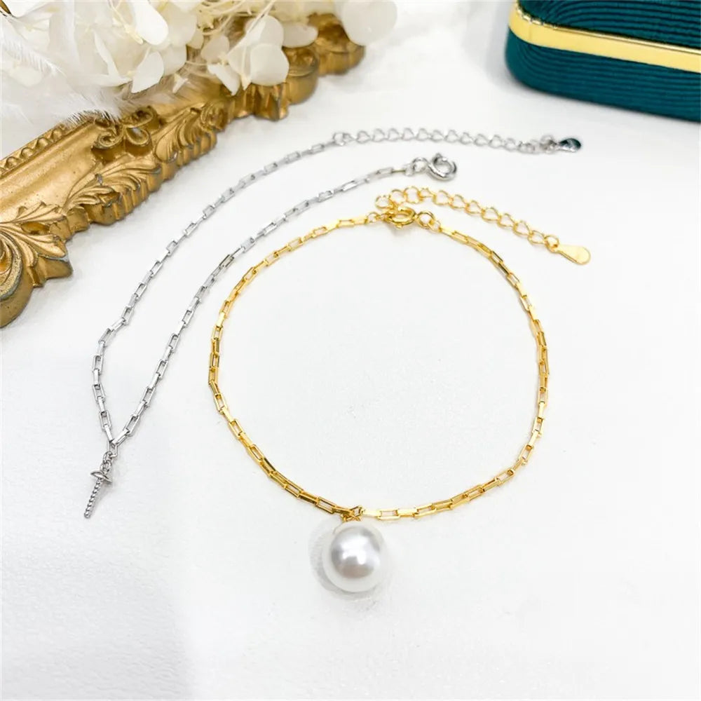 Silver Gold Bracelet Necklace with Pearl Jewellery Set (also sold separately)