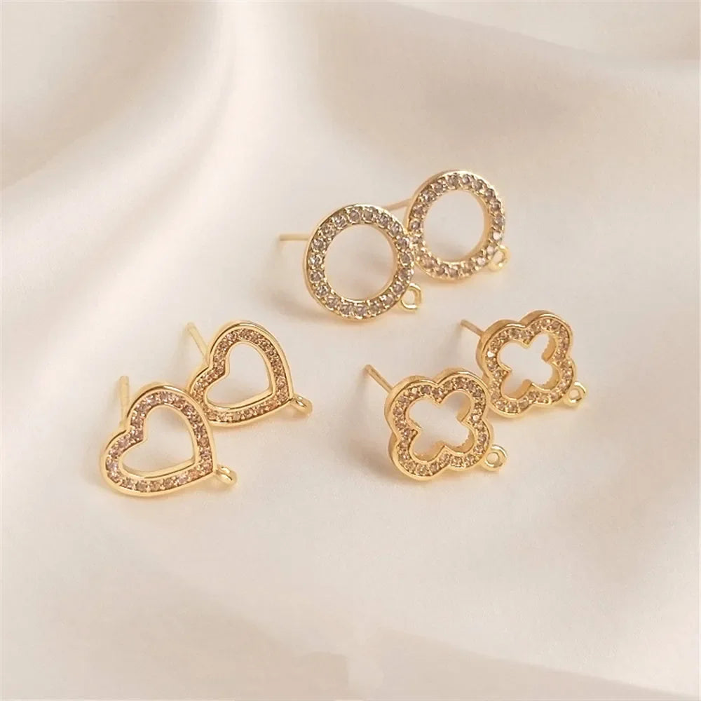 14K Gold Plated Zircon Silver Earrings