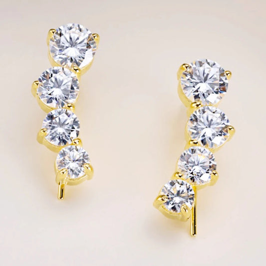 Silver or Gold Round Zircon Earrings for Women