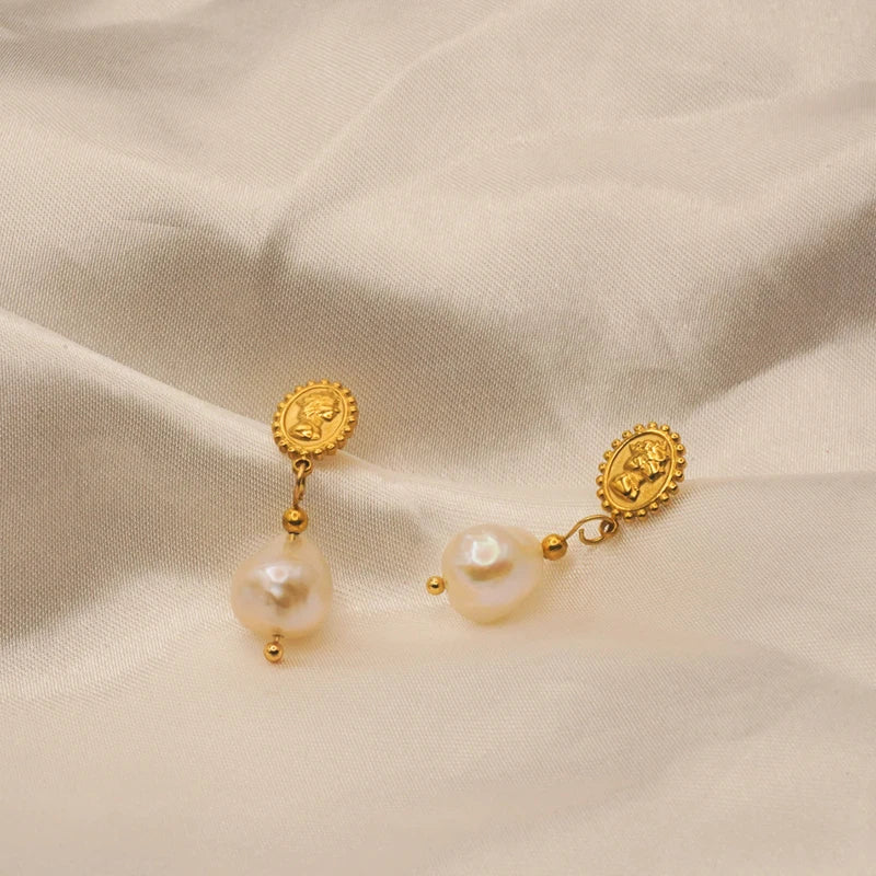Natural Pearl Drop Earrings for Women