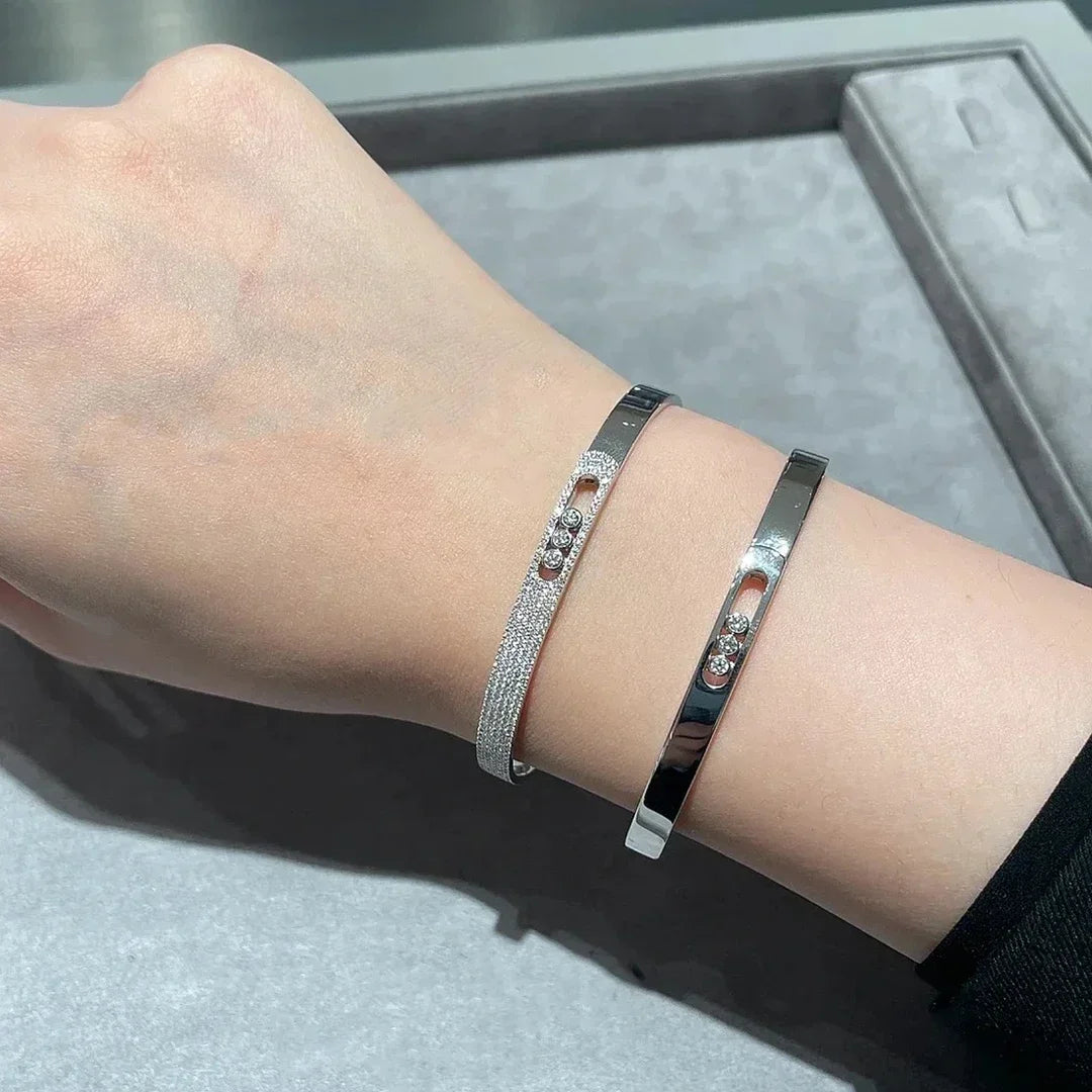Luxury Three Sliding Diamond Bangle Bracelets for Women