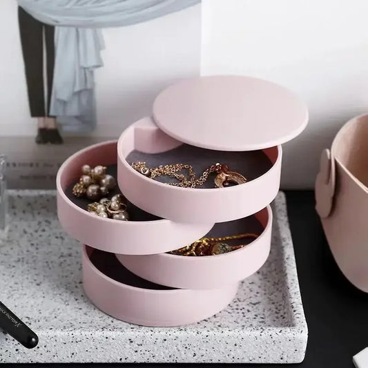 4 Layer Rotating Jewellery Storage Box with Lid