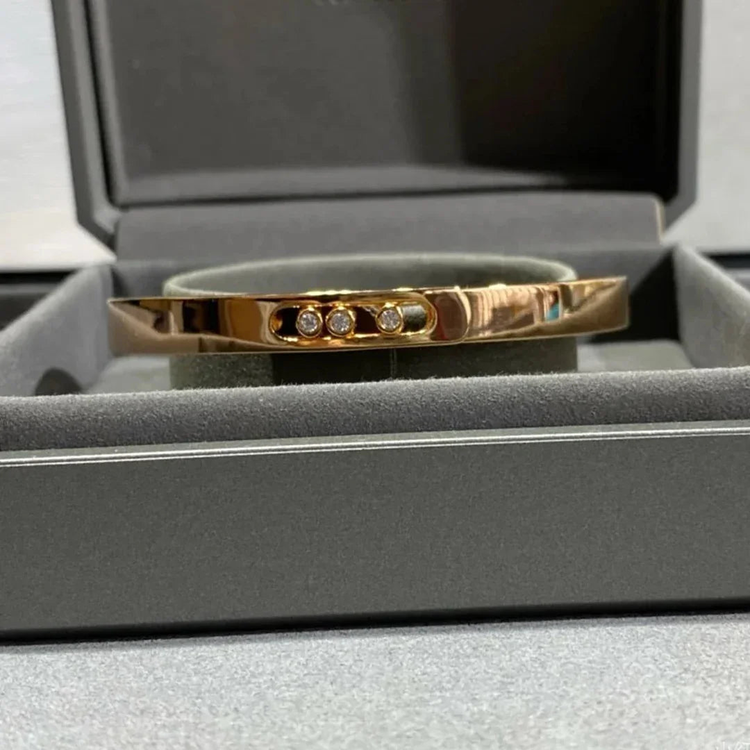 Luxury Three Sliding Diamond Bangle Bracelets for Women