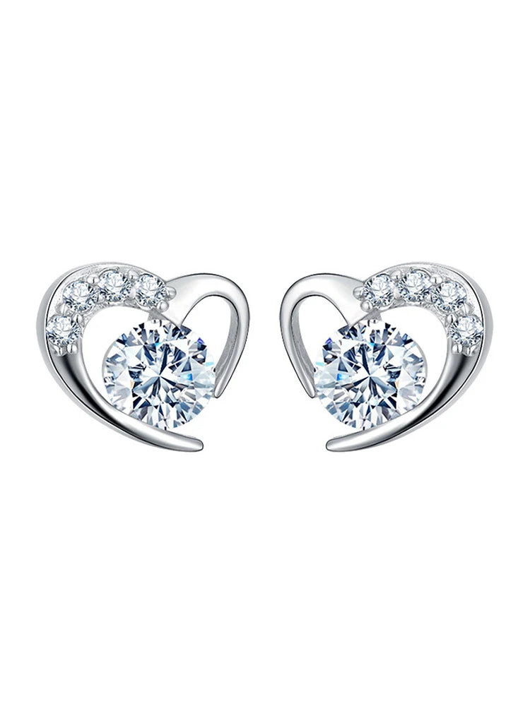 Exquisite Silver Love Heart Earrings for Women