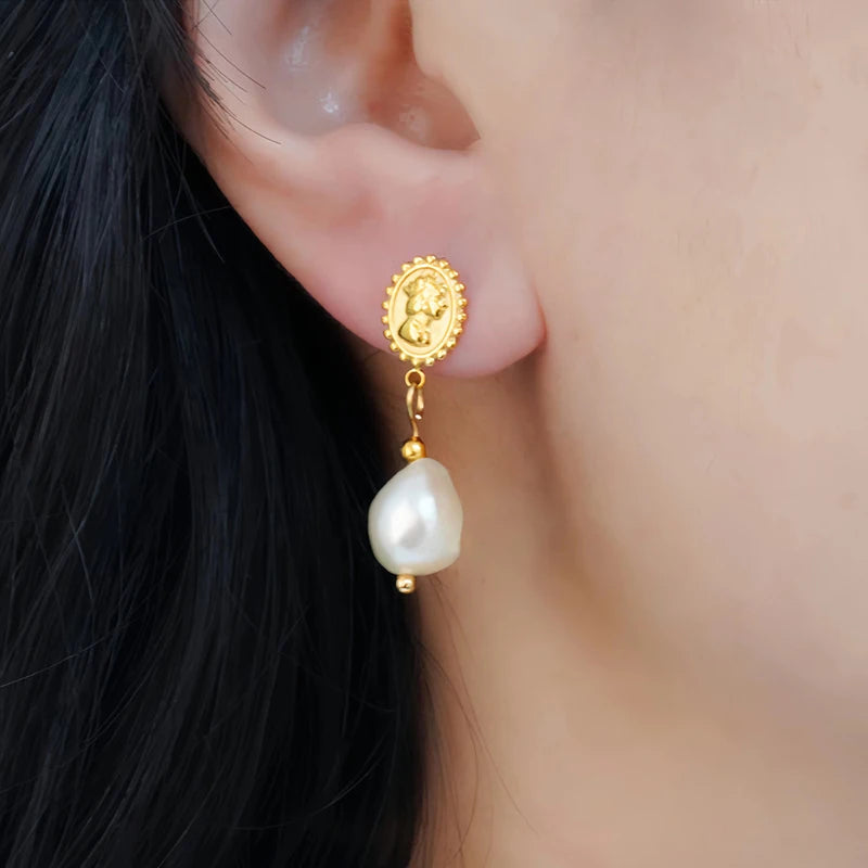 Natural Pearl Drop Earrings for Women