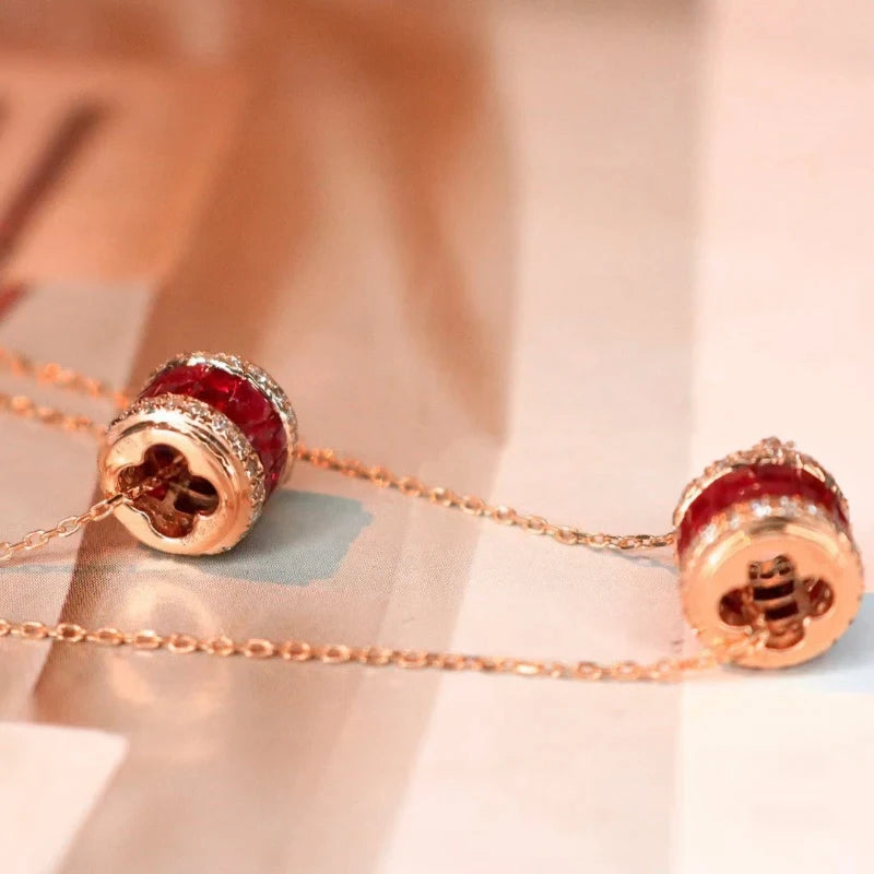 Silver Ruby Zircon Diamond Pendant Necklace for Women